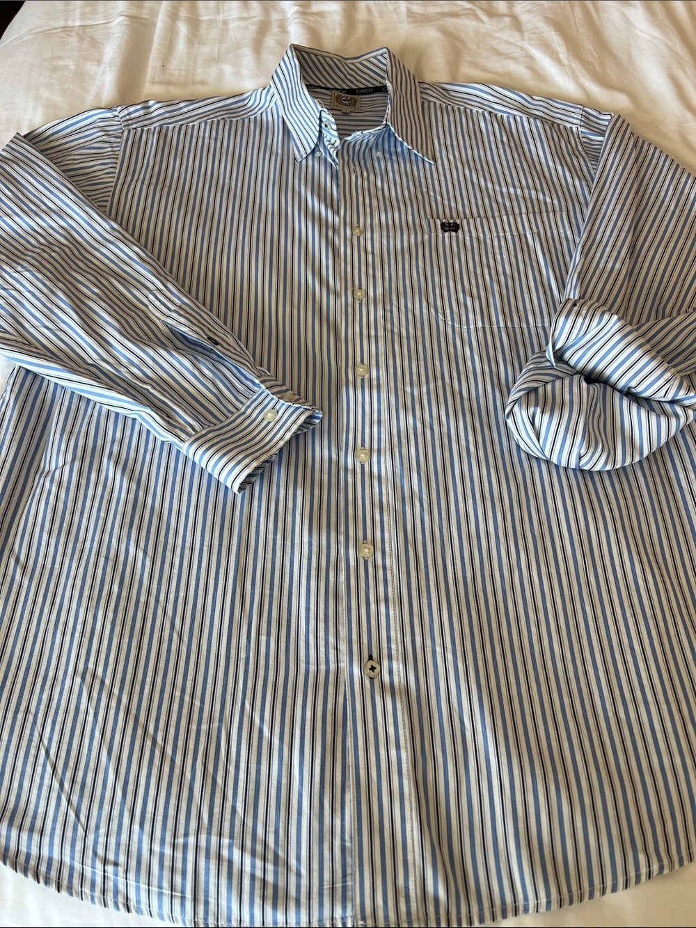 Cinch Blue & White Striped Button-Down Shirt